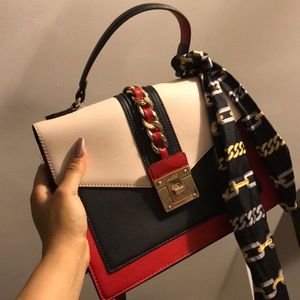 Gucci inspired black and red chained purse